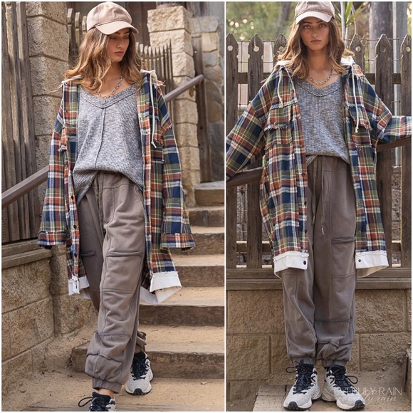 POL Long Plaid Hooded Shirt Jacket - Picture 3 of 13